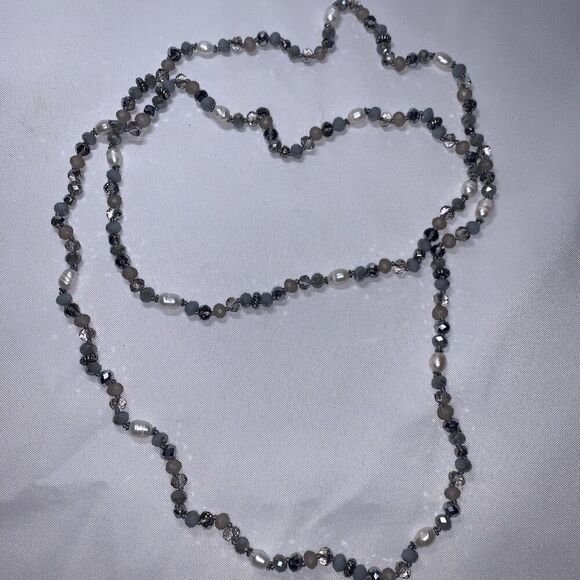 VINTAGE MARLYN SCHIFF GLASS BEADED HAND CRAFTED CONTINUOUS LONG NECKLACE - Picture 1 of 7